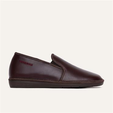 Nordikas Men Closed House Slipper - Brown Leather